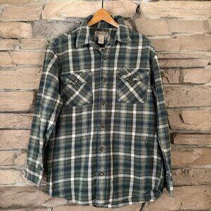 Duluth Trading Co. Flannel Shirt Men’s M Green Blue Plaid Long Sleeve